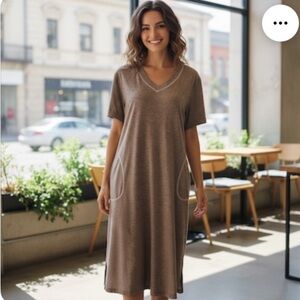 Elegant Grey V-Neck Swim Coverup